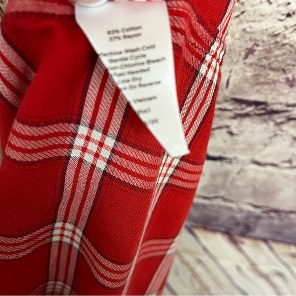 Talbots Red Check Button Front Long Sleeve Shirt - Picture 8 of 8